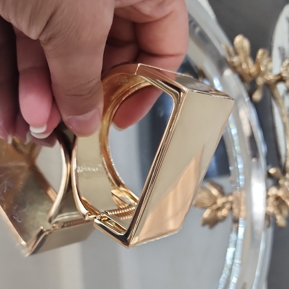 Gold Geometric Cuff Bangle - Picture 4 of 10